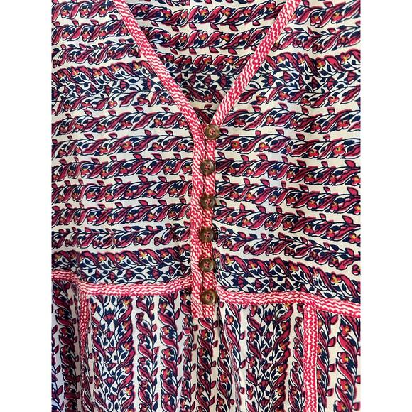 Anthropologie Maeve 100% Silk Tiered V-Neck Cottagecore Boho Floral Tunic Medium - Picture 6 of 8